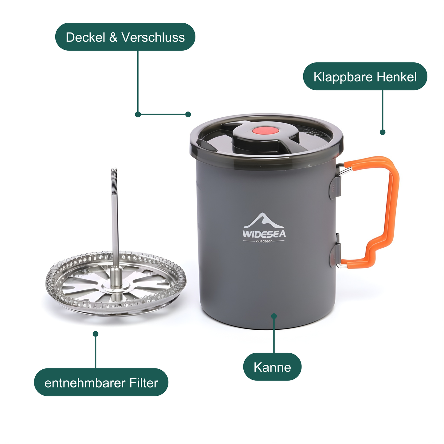 Camping-Kaffeeset mit French Press – Frischer Kaffee, überall draußen